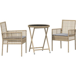 Vidaxl - Ensemble Bistro de Jardin 3 Pièces avec Coussins Beige en Poly Rattan