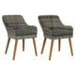 vidaXL Chaises de jardin avec coussins 2 pcs Gris Poly Rattan