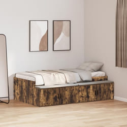 vidaXL Lit de rangement Chêne fumé 90x200 cm 3335193
