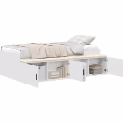 Ce cadre de lit de rangement est un super mix entre style moderne et praticité. Sa finition blanche fraîche illumine n'import ...