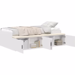 Ce cadre de lit de rangement allie un look moderne à des caractéristiques pratiques, avec une surface blanche mate qui s'adap ...