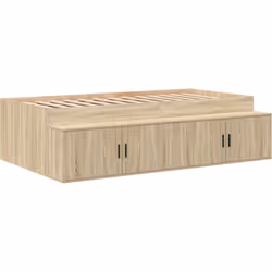 Ce cadre de lit avec rangement est à la fois chic et pratique, c'est un choix idéal pour toute chambre. Fabriqué en bois d'in ...