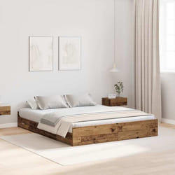 vidaXL Lit de rangement en bois vintage 140 x 190 cm avec tiroirs intégrés pour ranger sous le lit. Pas besoin de sommier. 3335315