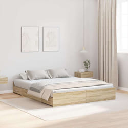 Vidaxl Cadre De Lit Avec Rangement Chêne Sonoma 135 X 190 Cm