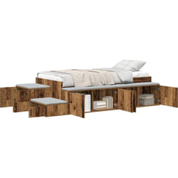 Cadre de lit de rangement vieux bois 90x200 cm Vidaxl
