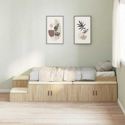 Vidaxl Cadre De Lit Avec Rangement Chêne Sonoma 244 X 127 X 53.5 Cm