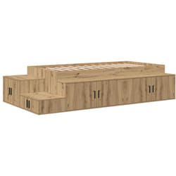 Cadre de lit avec rangement chêne artisanal 244 x 127 x 53.5 cm Vidaxl