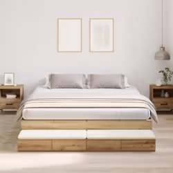 Ce cadre de lit de rangement en chêne artisan est une super solution pour les chambres modernes. Il allie style et praticité, ...
