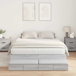 Cadre De Lit Avec Rangement Sonoma Gris 236.5 X 140 X 31.5 Cm Vidaxl