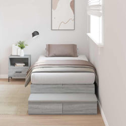 Vidaxl Cadre De Lit Avec Rangement Sonoma Gris 226.5 X 90 X 31.5 Cm