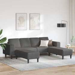 Sofa En Tissu Avec Coussin Gris Foncé Tissu En Velours Côtelé Vidaxl