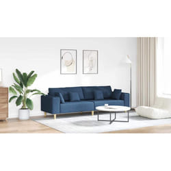 Vidaxl Sofa En Tissu Avec Coussin Bleu 208 Cm Tissu