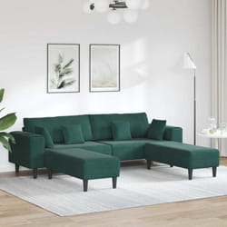 Vidaxl - Canapé En Velours Avec Coussin 3 Pcs Vert Foncé 208 Cm Velours