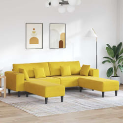 Vidaxl - Canapé en velours avec coussin 3 pcs Jaune 208 cm Velours