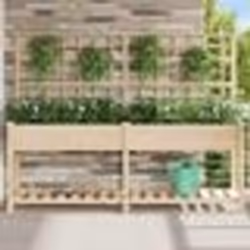 Jardinière avec treillis et étagère vidaXL 203x53x152 cm en bois massif de sapin