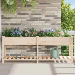 vidaXL Jardinier avec grilles 203x53x76 cm - Bois massif de sapin
