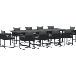 Ensemble de salle à manger de jardin de 15 pièces avec coussins en acier et poly rotin vidaXL