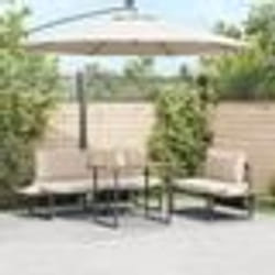 Ensemble de salle à manger de jardin 3 pièces avec coussins taupe