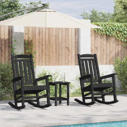 vidaXL Chaise Berçante de Jardin 3 pcs Noir 38 x 38 x 46 cm Plastique