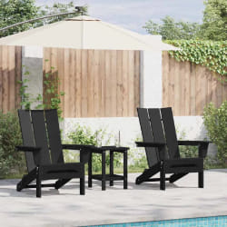 vidaXL Mobilier de jardin lounge 3 pcs Noir 38 x 38 x 46 cm Plastique