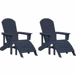 Cet ensemble de lounge Adirondack deux pièces en bleu marine comprend deux chaises bien conçues, parfaites pour se détendre d ...