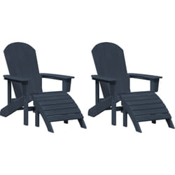 Vidaxl - Chaises Adirondack avec Repose-pied 2 pcs Bleu Marine hdpe