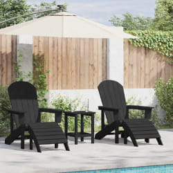 Chaises Adirondack vidaXL avec Reposes-Pieds 2 pcs Noir HDPE