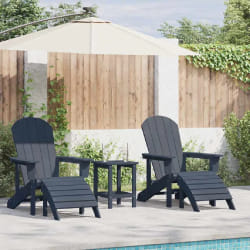 vidaXL Mobilier de jardin lounge 3 pcs Bleu marine 38 x 38 x 46 cm
