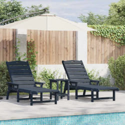 vidaXL Mobilier de jardin lounge 3 pcs Bleu marine 38 x 38 x 46 cm