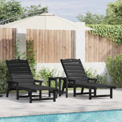 vidaXL Mobilier de jardin lounge 2-personne 3 pcs Noir 38 x 38 x 46 cm