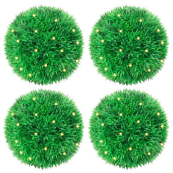 Boules de buis artificielles avec LED 4 pcs vert 12 cm