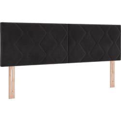 Têtière en velours noir avec un design en blocs de diamant de 144 cm Vidaxl