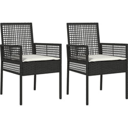 Chaises de jardin 2 pcs avec coussins Noir Poly Rattan vidaXL