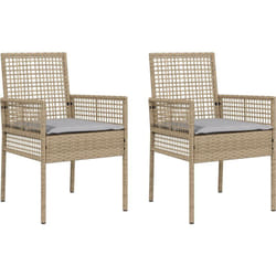Vidaxl - Chaises de jardin 2 pcs avec coussins beige en poly rotin