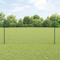 vidaXL Clôture Euro avec 5 poteaux U, Vert, 1,2 x 10 m en Acier