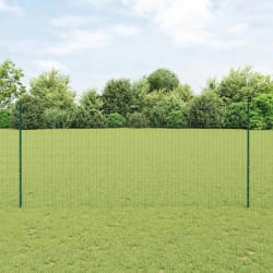vidaXL Clôture euro avec 5 poteaux U verte 1,4 x 10 m en acier