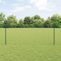 vidaXL Clôture Euro avec 5 Poteaux en U Verte 1x10 m Acier