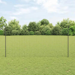 vidaXL Clôture avec poteaux Gris 1.5 x 10 m Acier