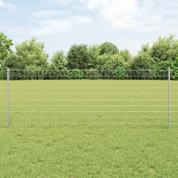 vidaXL Clôture avec poteaux Argent 0.8 x 10 m Acier