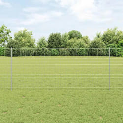 vidaXL Clôture Euro avec 10 poteaux Argent 1x10 m Acier
