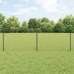 vidaXL Clôture en Chaîne avec 10 Poteaux en U Gris 0,6x10 m Acier