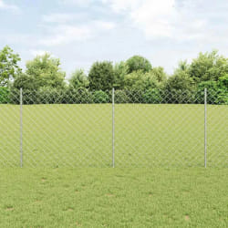 vidaXL Clôture en maillons de chaîne avec 20 poteaux en U Argent 1x10 m Acier
