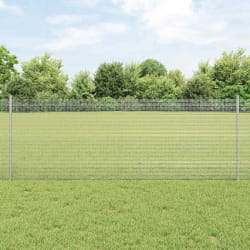 vidaXL Clôture avec poteaux Argent 0.8 x 10 m Acier