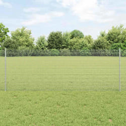 vidaXL Clôture avec poteaux Argent 0.8 x 10 m Acier