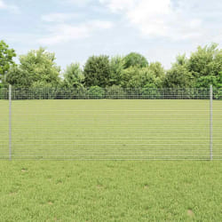 vidaXL Clôture en Fil Soudé avec 11 Poteaux en U Argent 0.8x25 m Acier