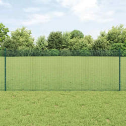 vidaXL Clôture en Fil Soudé avec 5 Poteaux U Verte 0,8x10 m Acier