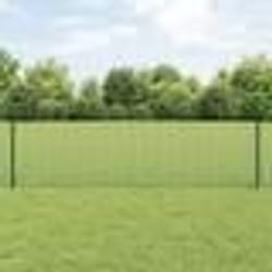 vidaXL Clôture en fil soudé avec 11 poteaux en U Vert 0.6x25 m Acier