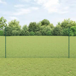 vidaXL Clôture en fil soudé avec 11 poteaux en U verte 1.5x25 m en acier