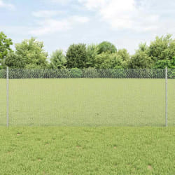 vidaXL Clôture avec poteaux Argent 0.8 x 10 m Acier