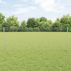 vidaXL Clôture avec poteaux Argent 0.8 x 10 m Acier